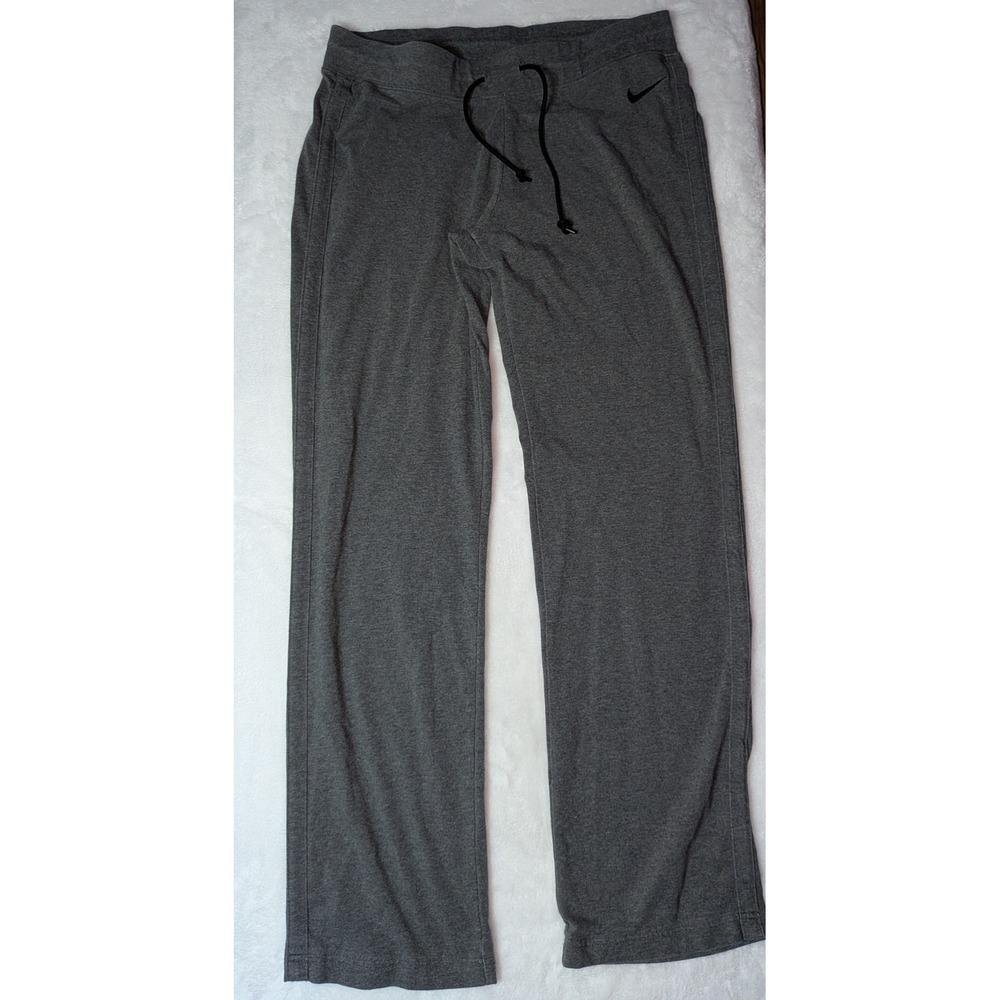 Nike Mens Sweatpants Large Charcoal Grey Straight Leg Cotton Blend Drawstring‎